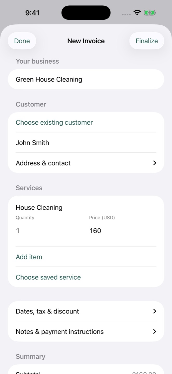 Review the customer and service