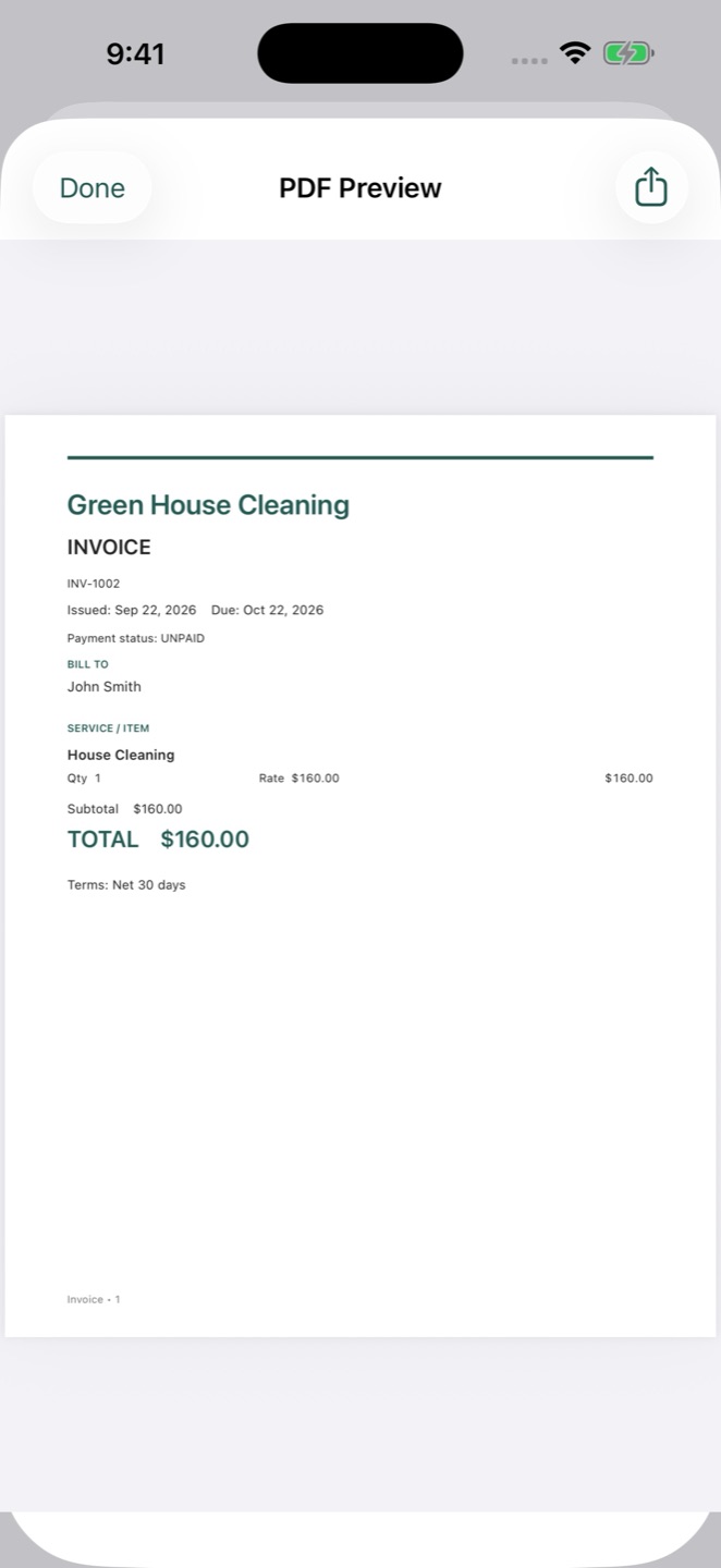 Preview the finished invoice PDF