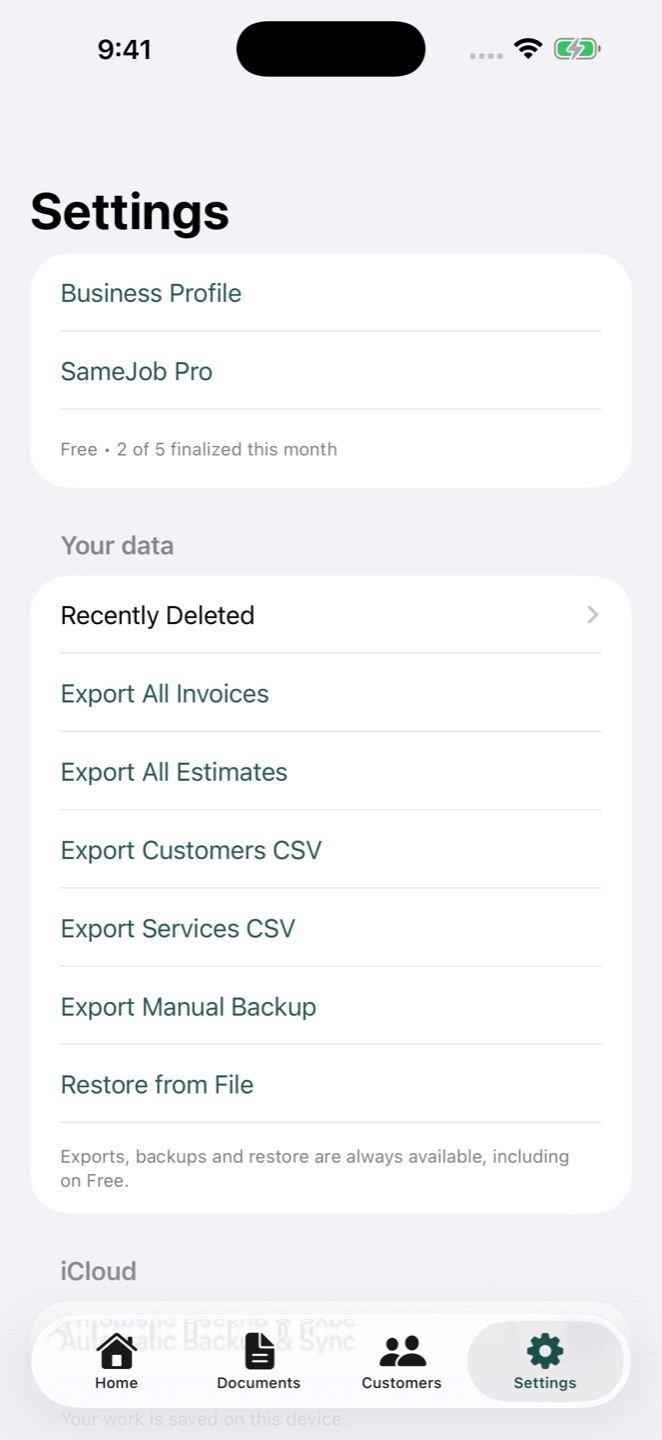 Export and back up your records